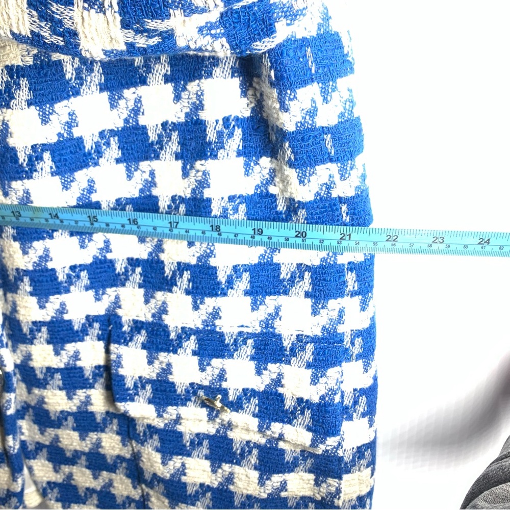SANDRO FLORIANE SINGLE-BREASTED HOUNDSTOOTH
COTTON-BLEND WOMENS BLAZER IN BLUE - Picture 9 of 16
